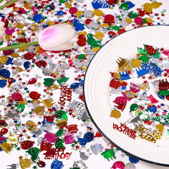 Multicolor Happy Birthday Confetti, 3000 Pcs Birthday Cake Table Metallic Foil C