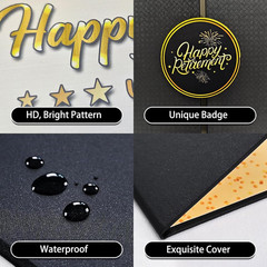 Retirement Party Decorations,Black Gold Retirement Guest Book Jumbo Happy Retire