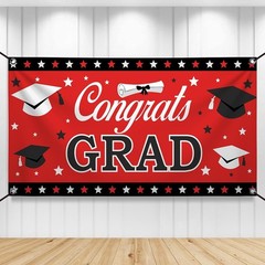 Red and Black Graduation Banner 2026 – Extra Large 72×44 Inch Party Decor
