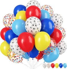 Dog Paw Balloons, 12 Inch Carnival Circus Balloons Red Yellow Blue and White …
