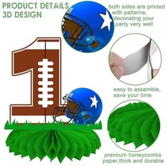 Football First Year Down Honeycomb Centerpieces 12Pcs Football 1st Table Cent…