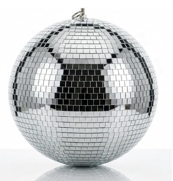 NEW_12 Inch Large Real Glass Tiles Disco Ball_Sturdy Hanging Ring_Events/Parties