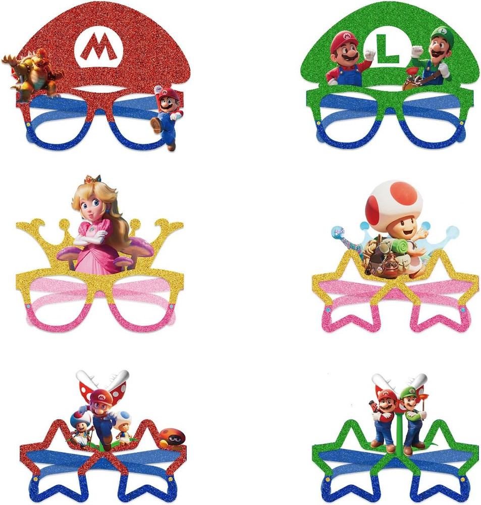 12Pcs Mario Party Set, Party Decorative Glasses, Cosplay Decorative Glasses, Sui