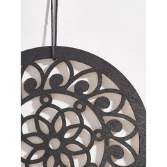 Bohemian Round Wooden Wall Decor with Six Floral Appliques European Crafted
