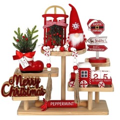 Christmas Decorations 8 PCS Tiered Tray Decor Set, Cute Tabletop Christmas De…