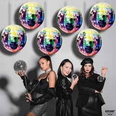 Katchon Big Multicolor Disco Ball Balloons – 22 Inch, Pack Of 6 | Neon
