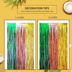 Hawaiian Luau Party Decorations, 2 Pack of 3.3×6.6 ft Green Brown and Yellow