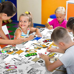 Giant Construction Party Coloring Tablecloth for Kids – Huge Construction Theme