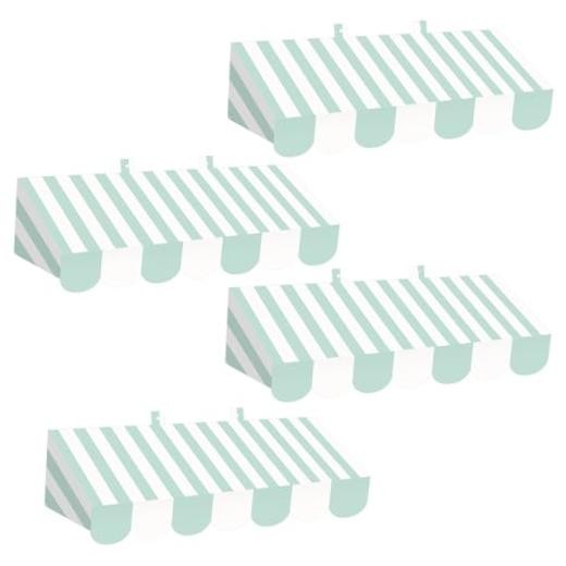 4 Pcs 3D Circus Awning Wall Decoration Farmers Market Bright Green and White