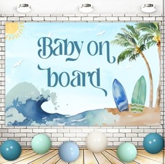 Surf Baby Shower Decorations, Baby On Board Baby Shower Decorations, Blue