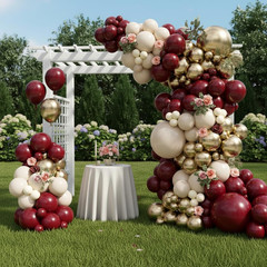 Burgundy Balloon Arch Garland Kit 163Pcs, Burgundy Maroon Sand White Metallic…