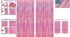 2 Piece Glitter Pink Tinsel Backdrop for Weddings and Celebrations – 3.28 FT
