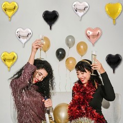 50 pcs 10 Inch Heart Foil Balloons, Multi-colored Heart Mylar Balloons Mixed …