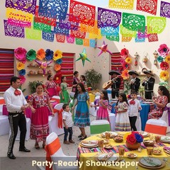 Lightweight 9-Piece Floral Papel Picado Banner – Perfect for Home Celebrations