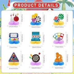 Family Game Night Party Decorations: 9Pcs Game Night Honeycomb Table Centerpi…