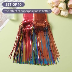 10 Pack Rainbow Fringe Garland – 10 Feet Colorful Metallic Streamers for