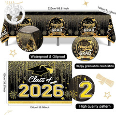 Graduation Decorations 2026, Black and Gold Balloon Garland Arch, Black and Gold