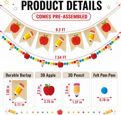 Back to School Decorations – NO DIY -Burlap Apple Pencil Banner & 3D Pencil Appl