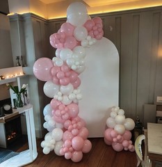 Light Pink Balloon Arch Kit, 134Pcs Pink and White Balloons