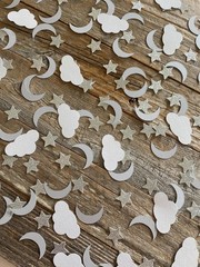 100PCS Moon Stars Table Scatter Confetti,Silver Glitter Moon Star Party Decor…