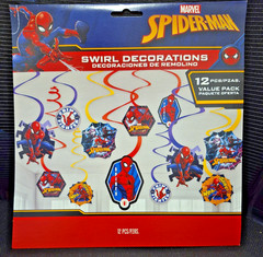 MARVEL Spiderman Swirl Decorations – (2 Pack) Crime Fighters 12 Piece Set