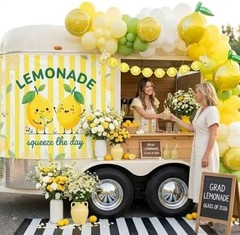 Lemonade Stand Supplies Kit with Lemonade Sign Banner and Lemon Balloons, Lemona