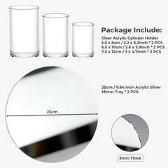 8 PCS Centerpieces Decoration for Wedding Table, 3MM Thick Acrylic Round Mirr…