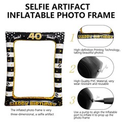 40th Birthday Photo Booth Props, Inflatable Photo Booth Frame, Giant Black Go…