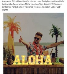 Aurelema Hawaiian Christmas Luau Party Decorations Aloha LED Signs