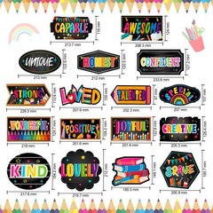 34PCS Affirmation Bulletin Board Set Inspirational Welcome Back Cutouts Decor