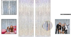 2 Pack 3.2ft x 8.2ft Silver Tinsel Foil Fringe Curtains for Elegant Party Decor