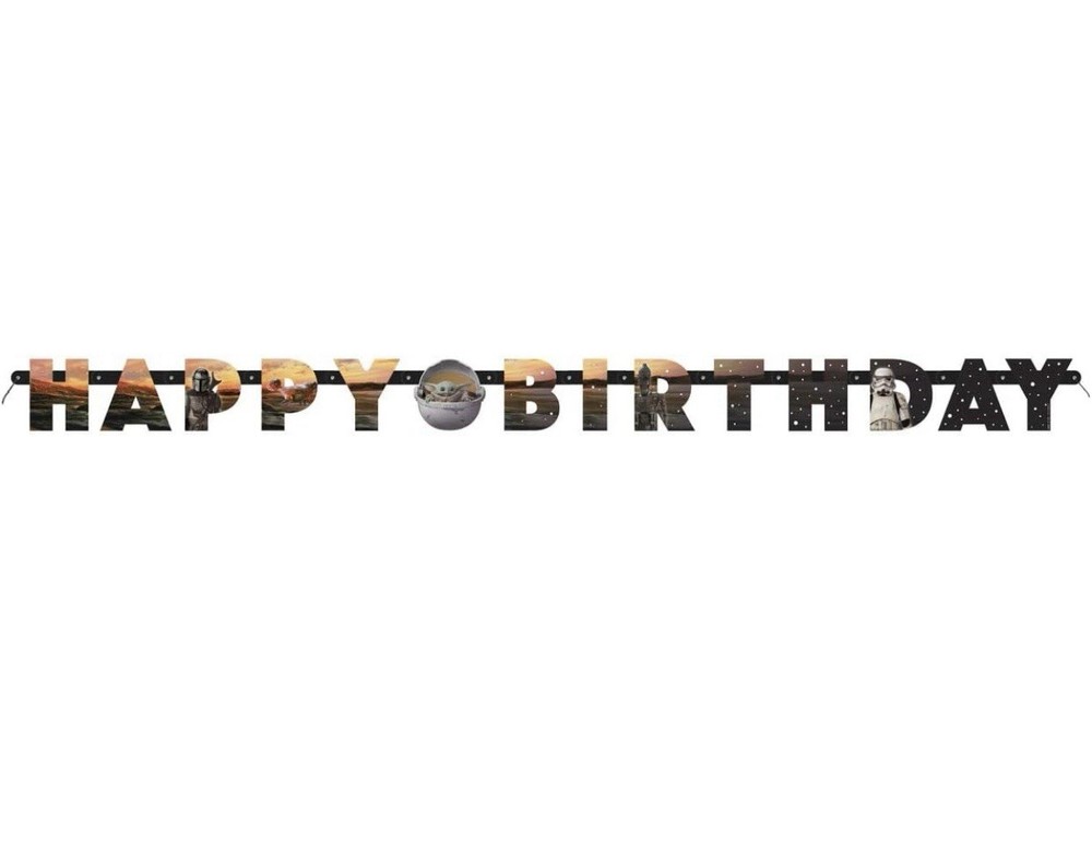 The Mandalorian Yoda Star Wars Happy Birthday Party Banner-Ready To Hang-NEW-6’