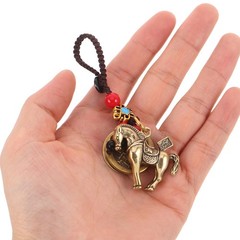 2Pcs Brass Chinese Style Keychain Set Lunar New Year Wealth Charm Pendant