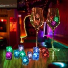 LOT Multicolor Glow Ice Cubes LED Light up for Cocktails Beverages Wedding Party