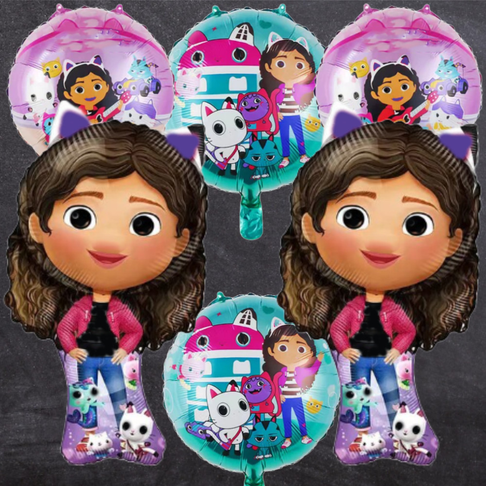 6 Dollhouse balloon party birthday supplies decoration happy Gabbys play theme