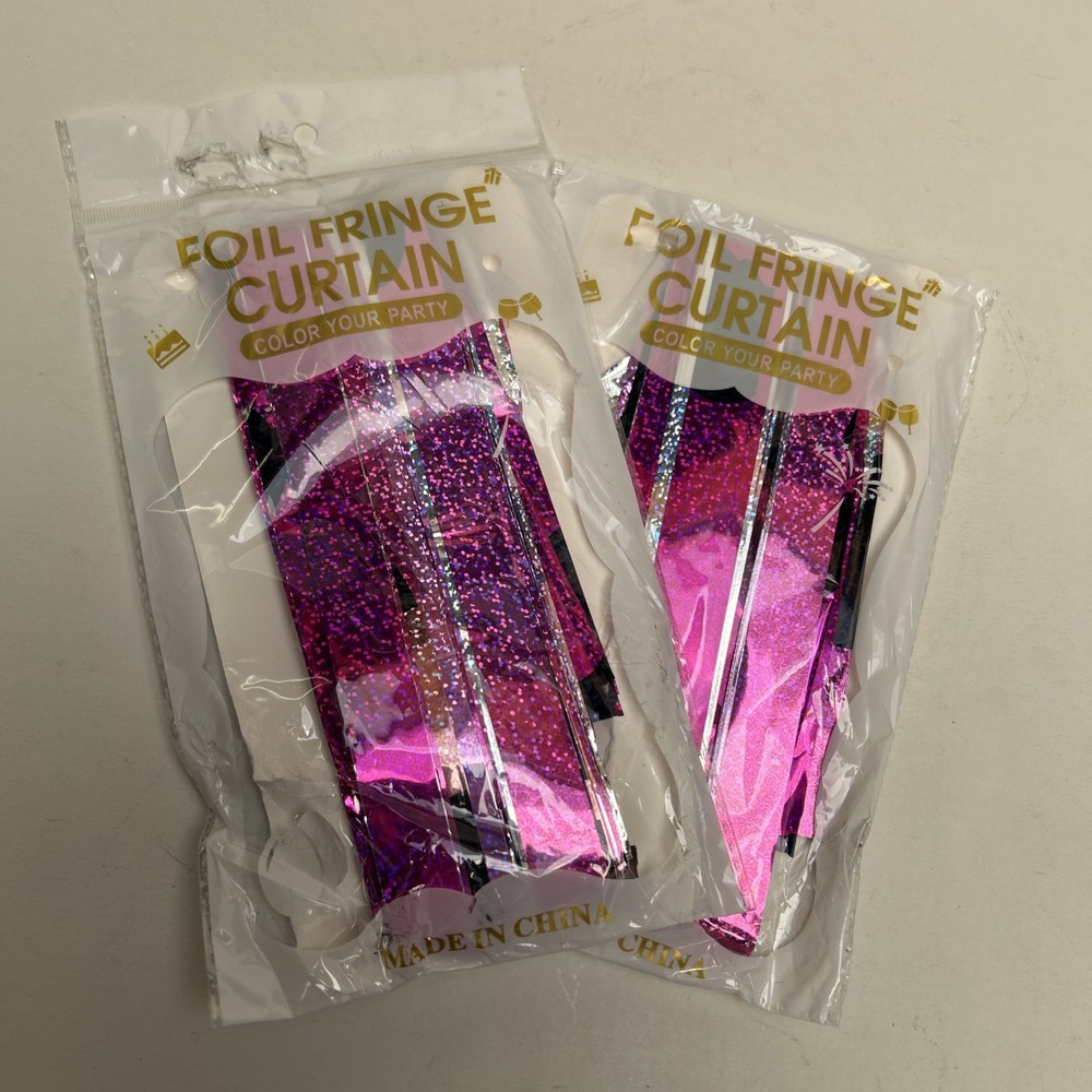 Pink Foil Fringe Curtain – 2 Pack Party Decorations