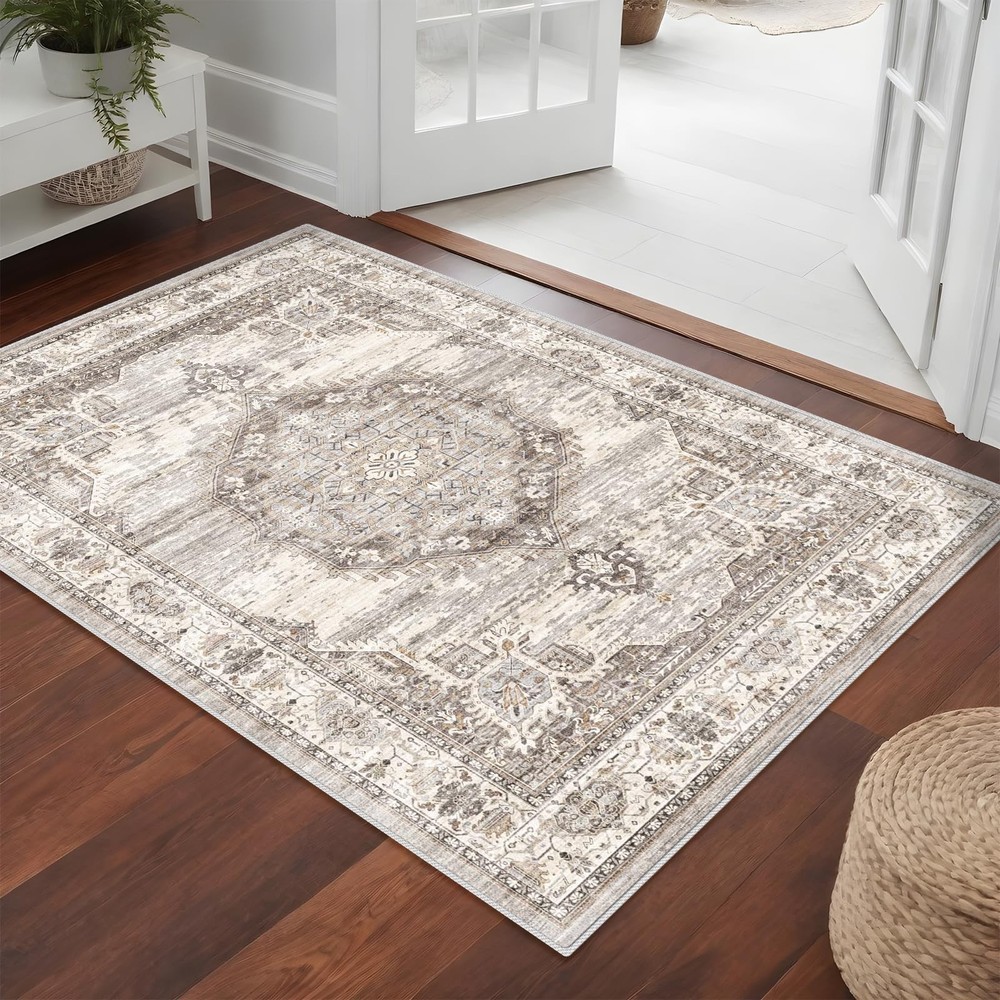 Washable Area Rugs 3×5 Entryway: Soft Low Pile Mat Machine Washable Indoor Do…