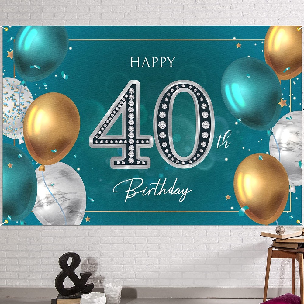 HAMIGAR 6x4ft Happy 40th Birthday Banner Backdrop – 40 Years Old 6x4ft, Green