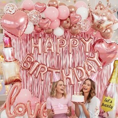 Piece Rose Gold Birthday Decorations for Women 96pcs, Pink Balloons birthday …