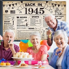 80th Birthday Party Decorations Vintage Back in 1945 Banner 80 Year …