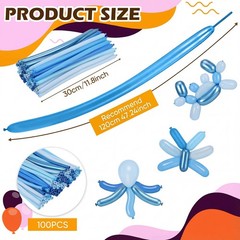 100 Pcs Long Twisting Balloons, Metallic Blue Pearl Blue Long Balloons for An…