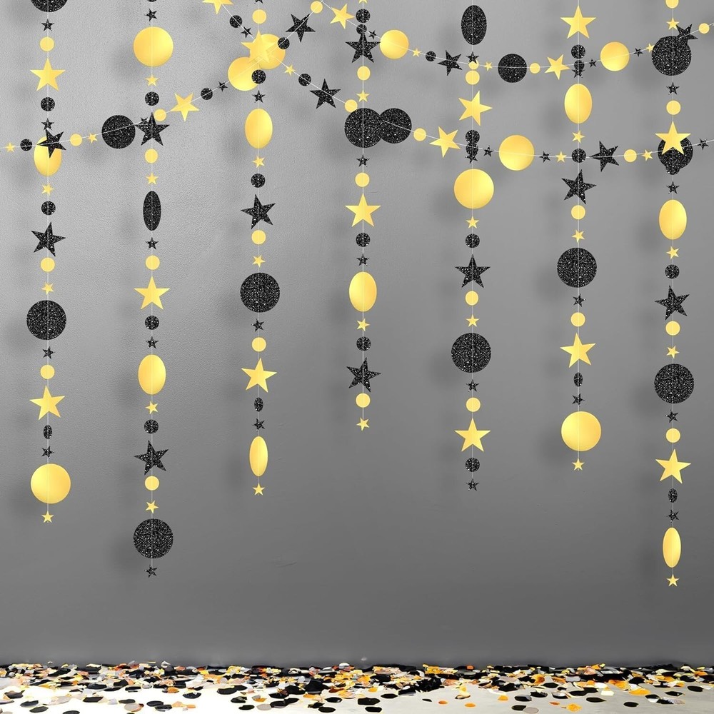 Pack Of 3. Party Decorations Glitter Stars And Moon Garland, 42 Feet