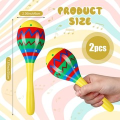 Fiesta Wooden Maracas 2 Pack Noisemakers for Parties and Celebrations
