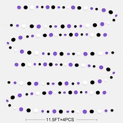 46Ft Circle Dots Garlands Black Purple and White Polka Dot Hanging Purple Black