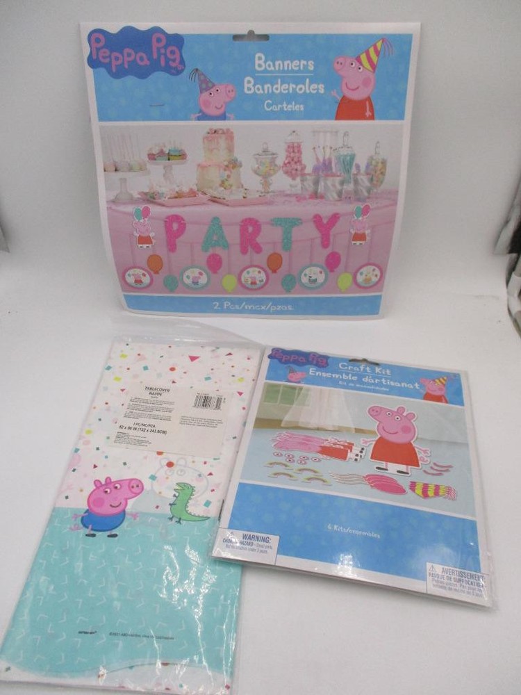 Lot Peppa Pig Birthday Party Table Decorations Tablecloth 32″ Banners Photo Prop
