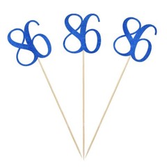 Blue Glitter 86th Birthday Centerpiece Sticks 12-Pack Number 86 Table Topper …