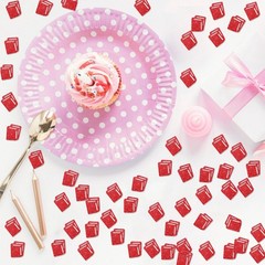 120 PCS Books Confetti Red Glitter Study Paper Reading Party Cut Out Decor