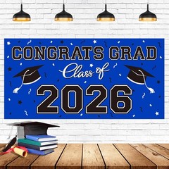 Graduation Party Decorations 2026 Plastic Backdrop – 65″ x 32.7″ Congrats Gra…