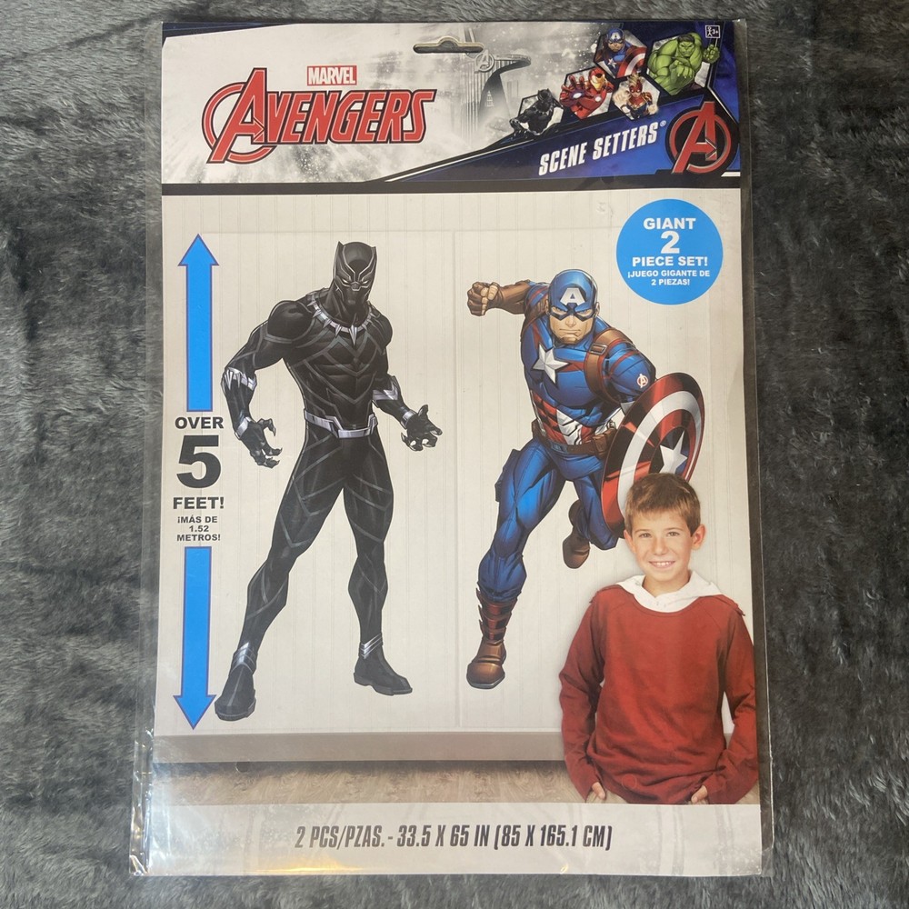 5′ Marvel Avengers Birthday Party Scene Setter Captain America Black Panther NEW