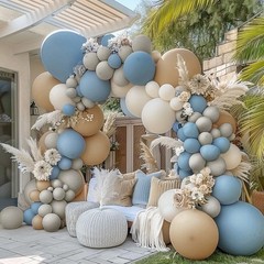 Dusty Blue Tan Balloon Garland Double Blue Nude White Sand Grey Latex Neutral…